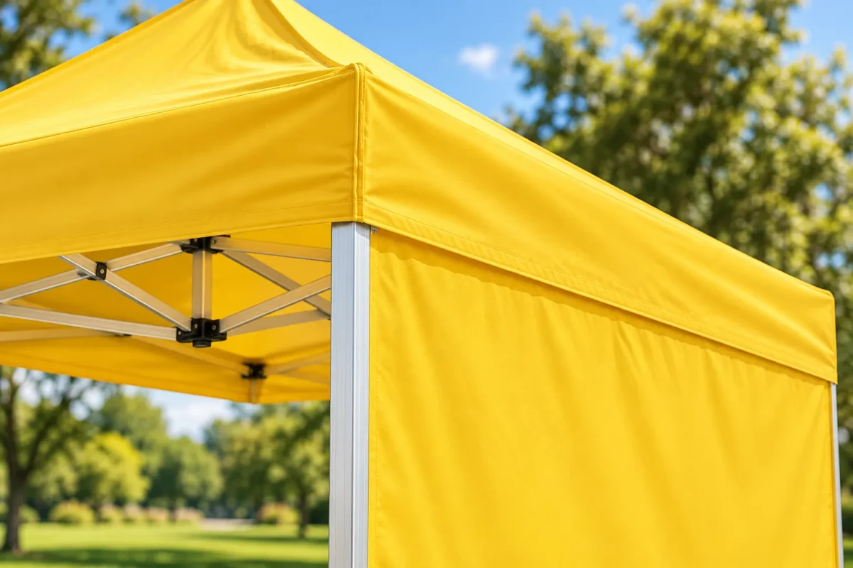 Yellow 3m SIDE WALL hanging from the tent frame