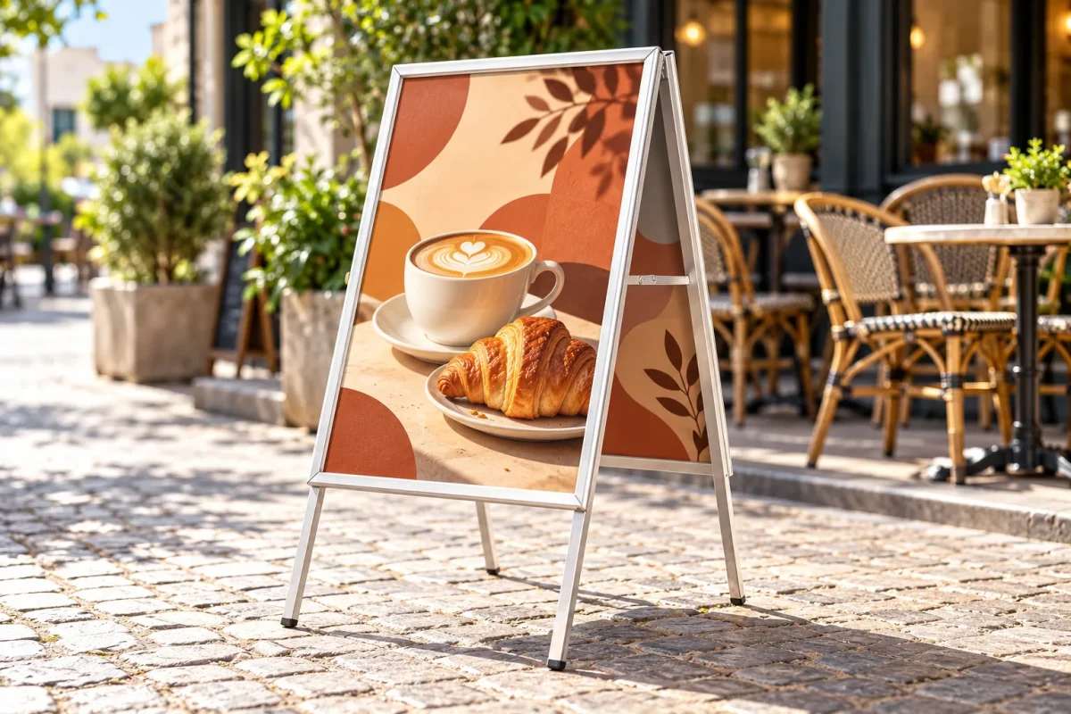 A BOARD outside a café