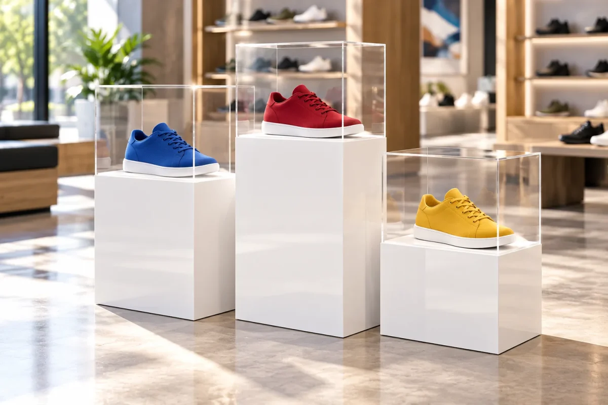 ACRYLIC CUBES displaying sneakers