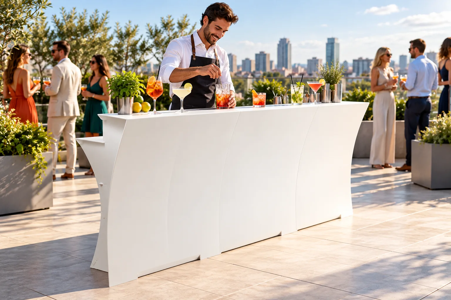 FLUX BAR COUNTER at a rooftop party FLUX BAR COUNTER at a rooftop party