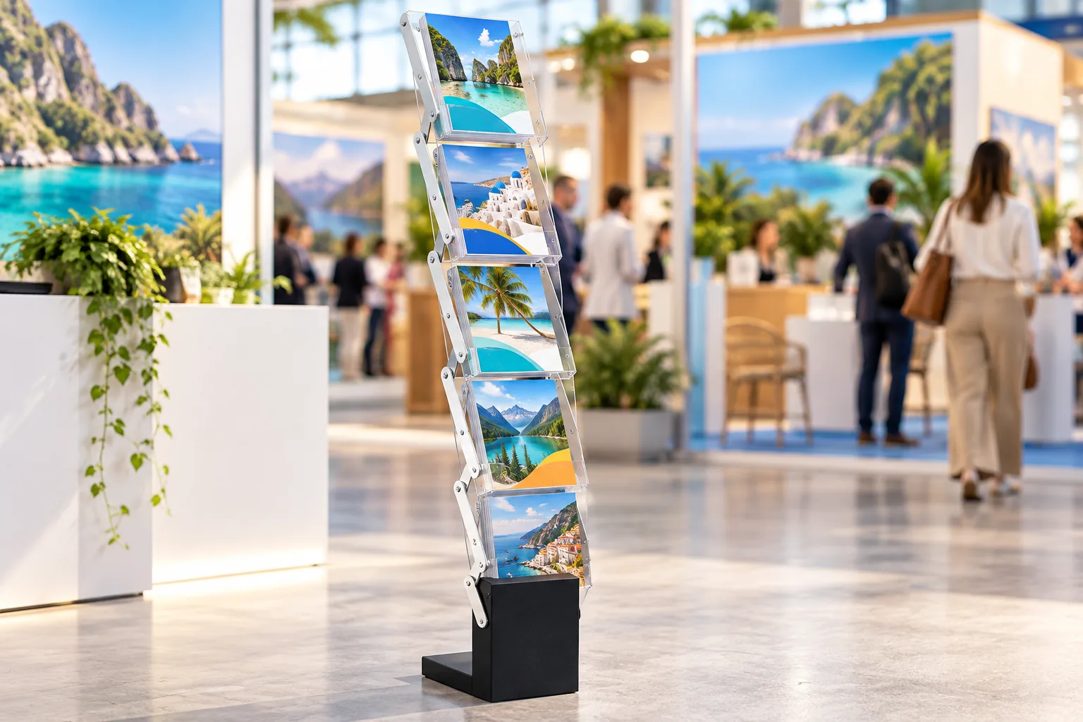 OMEGA BROCHURE STAND at a travel fair OMEGA BROCHURE STAND at a travel fair