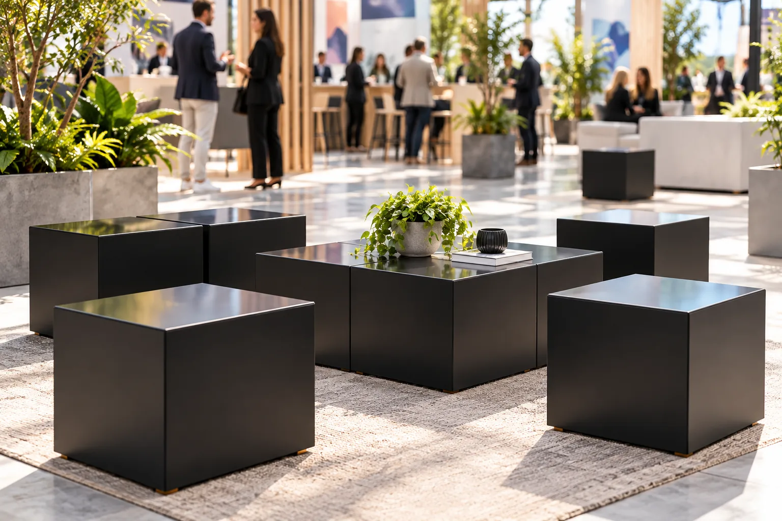 Black EASY CUBES as lounge seating