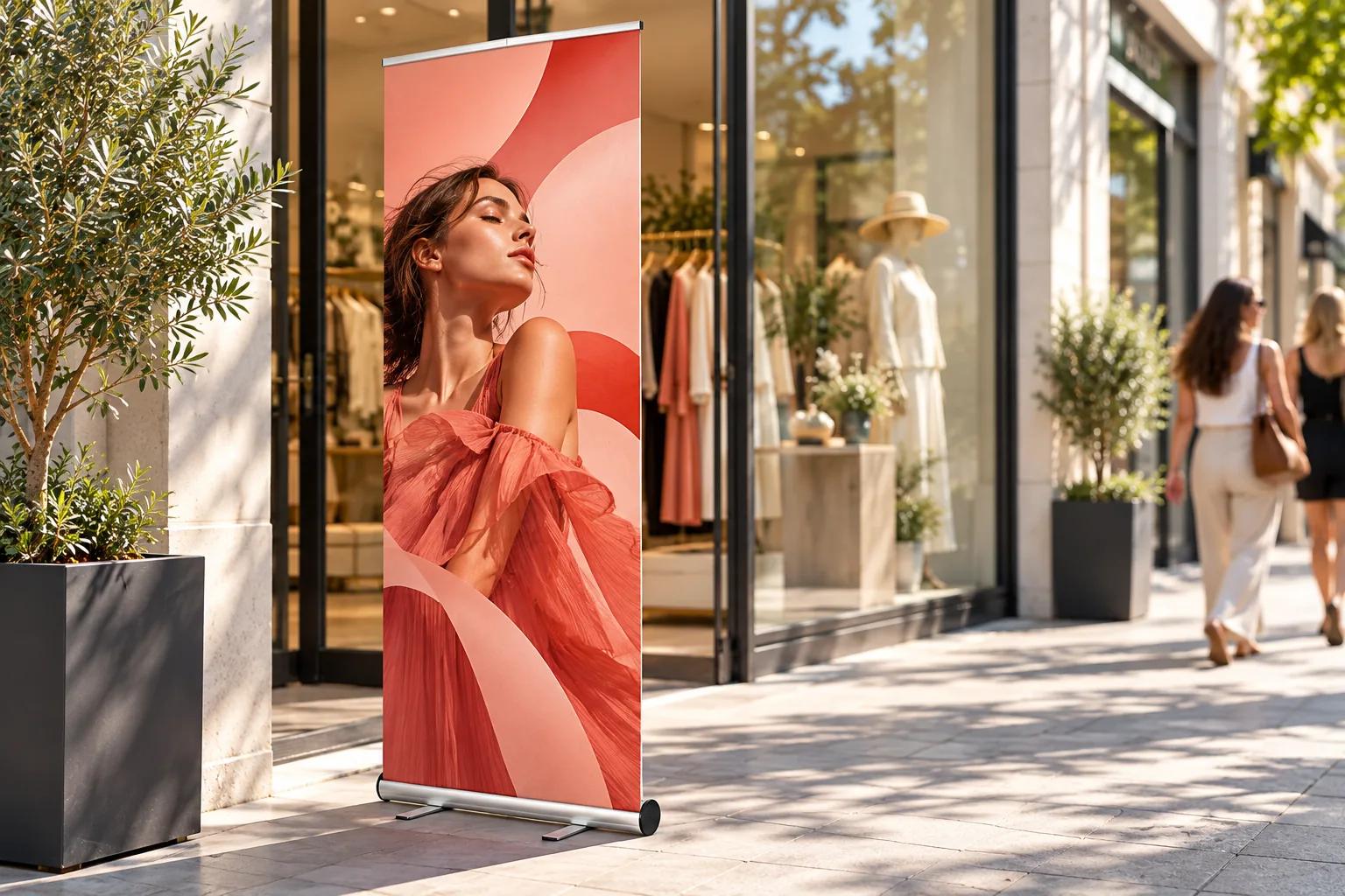 EASY OVAL roll-up at a fashion boutique entrance