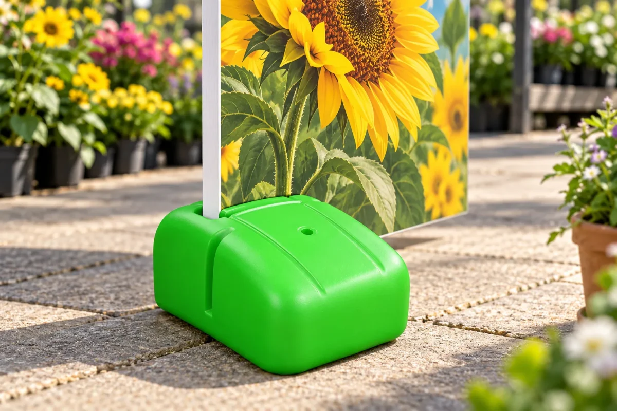 Green EASY WALL holding a board in its slot