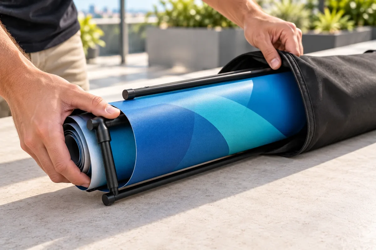 Rolled L BANNER CARBON and canvas bag