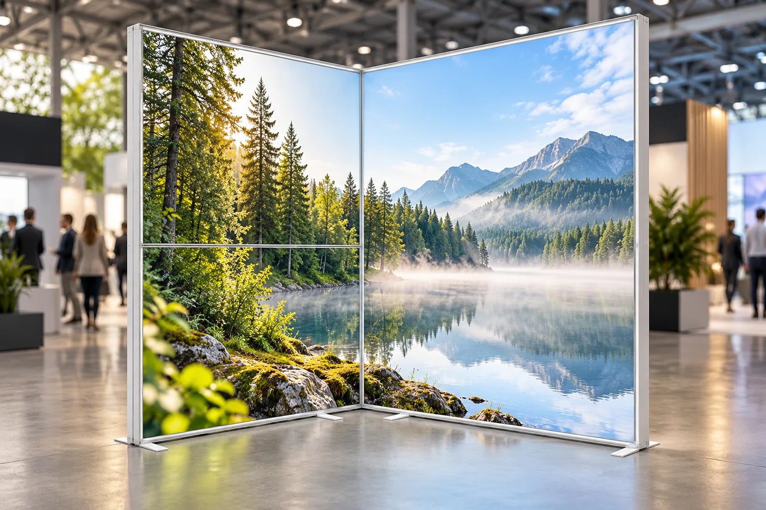 Two LIGHT BOX 200W frames forming a corner