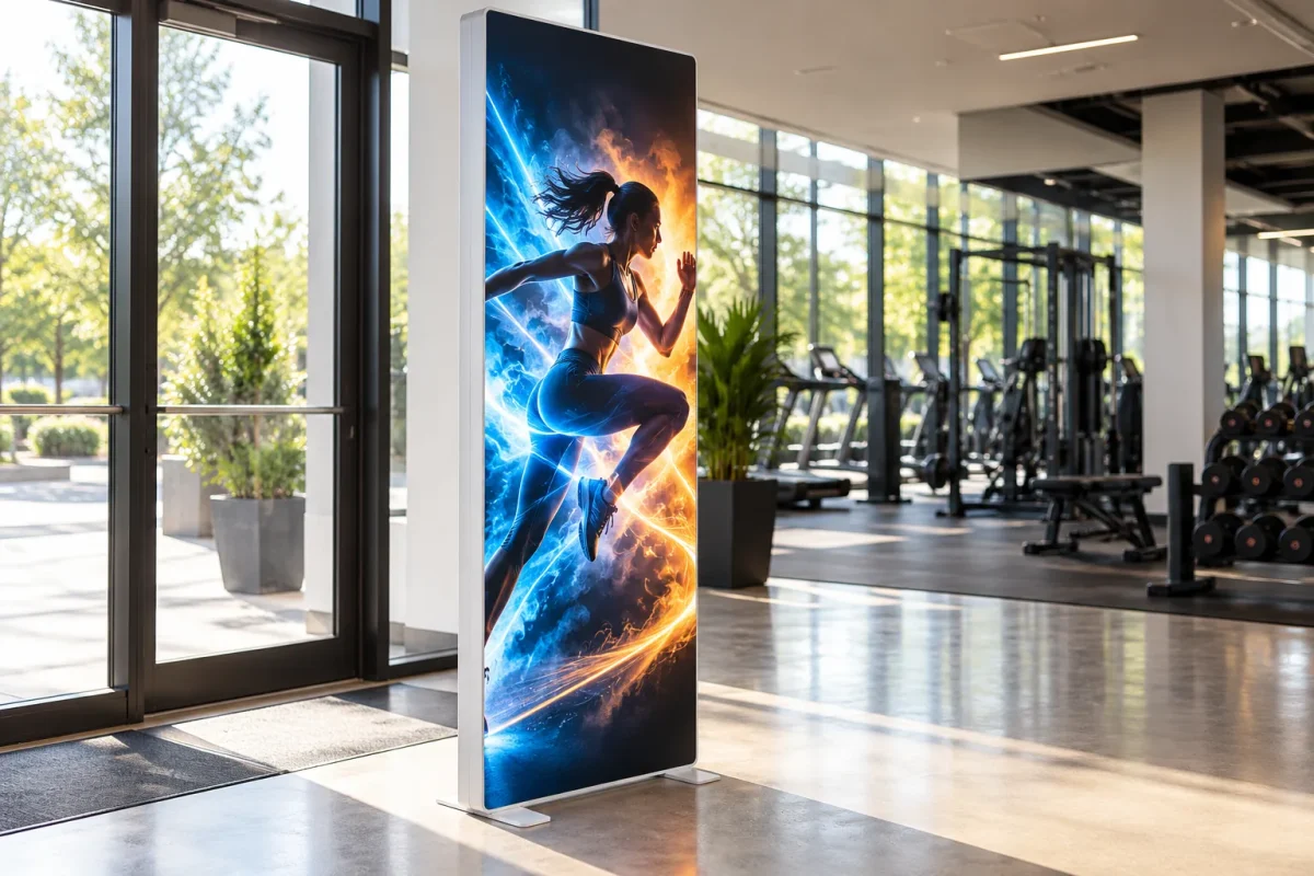 LIGHT BOX 85W at a gym entrance