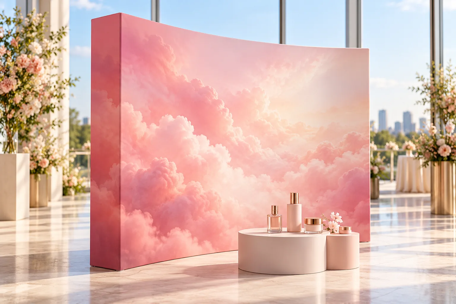 MODULAR CURVED wall at a product launch