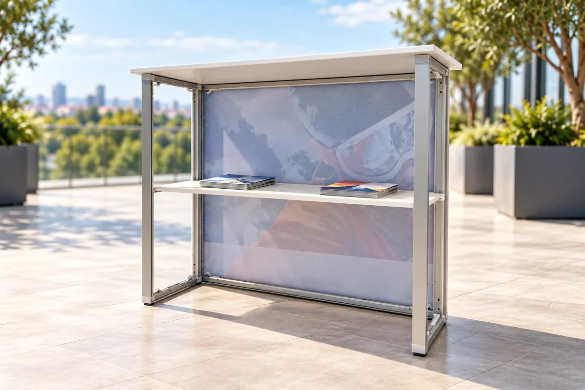 Aluminium frame and shelf of the Q COUNTER