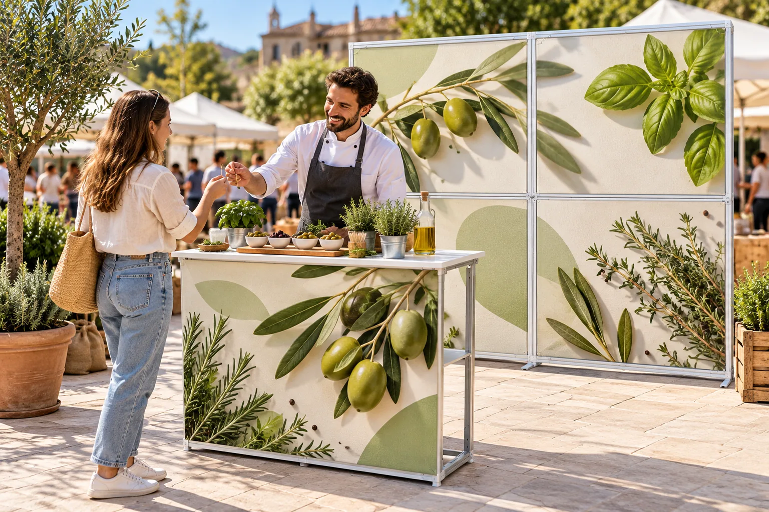 Q COUNTER with a Q FRAME at a food fair