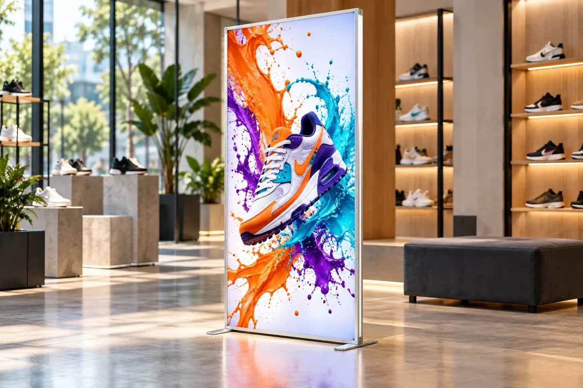 QUICK FRAME Led glowing in a sneaker store