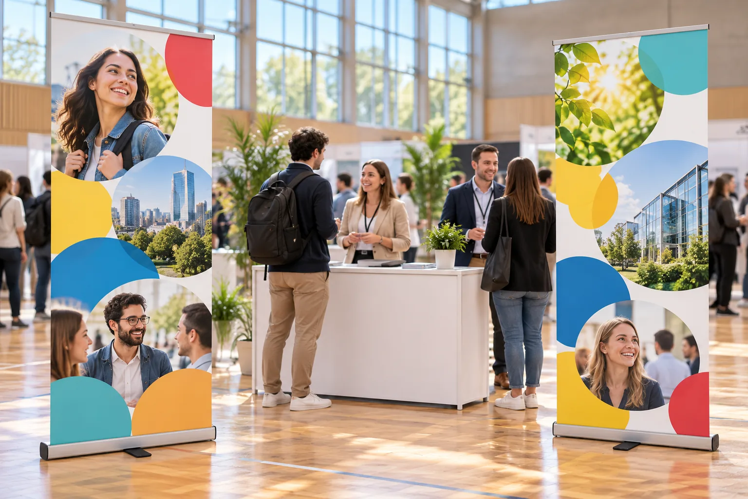 ROLL SOLID PLUS roll-ups at a job fair