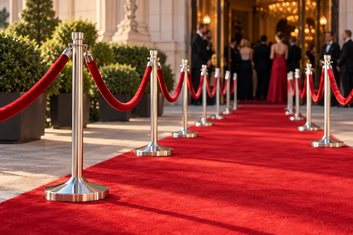 ROPE BARRIER with red ropes at a premiere