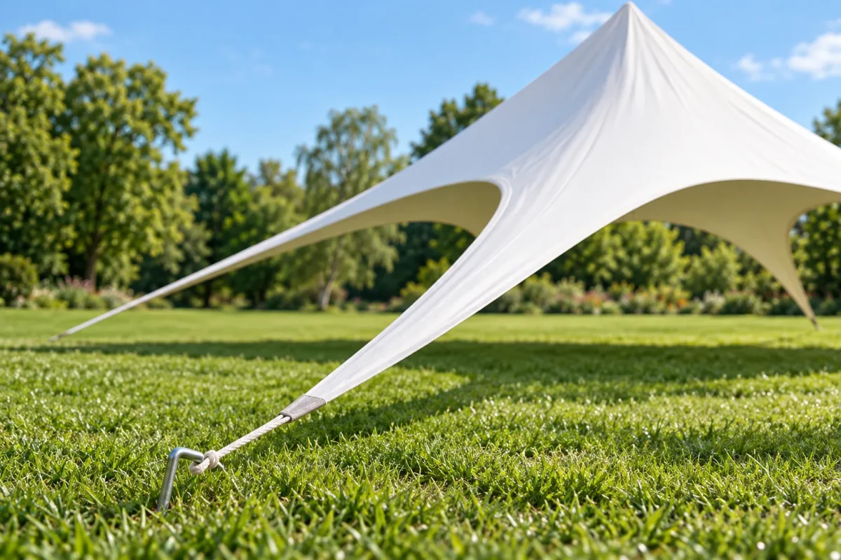Tensioned tip of the STAR TENT 10M roof