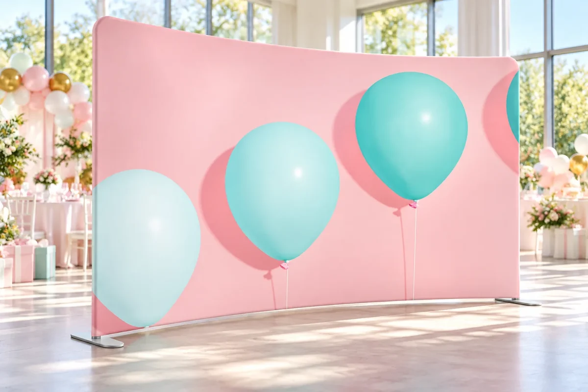 TUBE CURVED fabric wall at a party